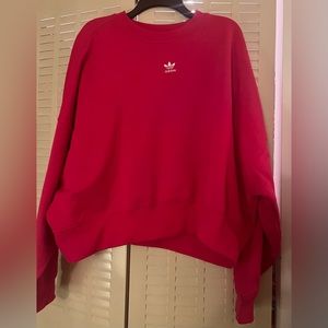 NWOT oversized pink cropped Adidas sweatshirt sz xl
